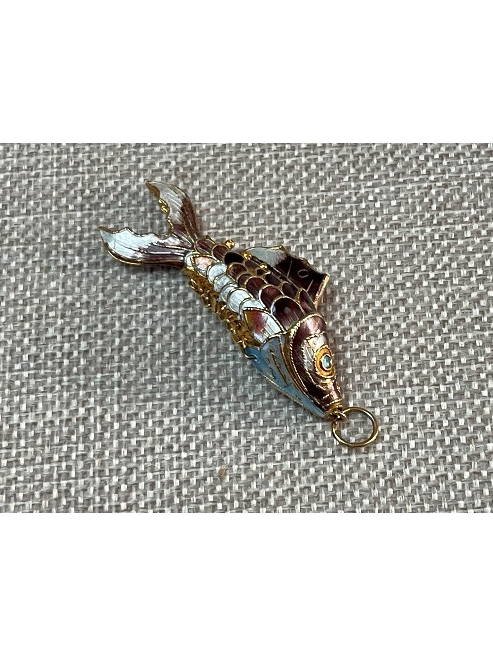 Vintage Chinese style articulated Enamel Fish Pendant
